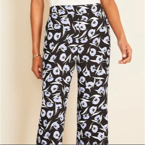Ann Taylor wide leg high rise floral pants poppy print size 4 - Picture 3 of 14